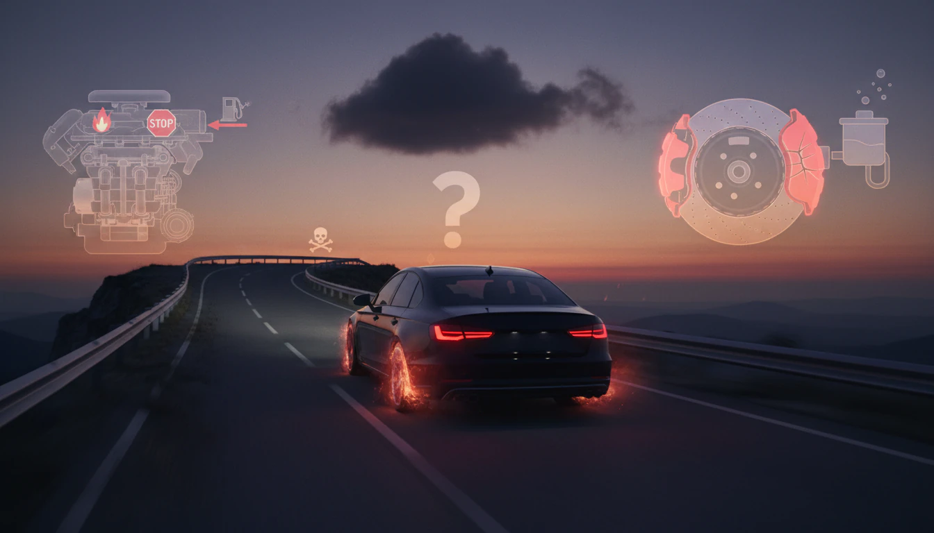 قيادة السيارة في وضع التعليق أو الحيادي على منحدر