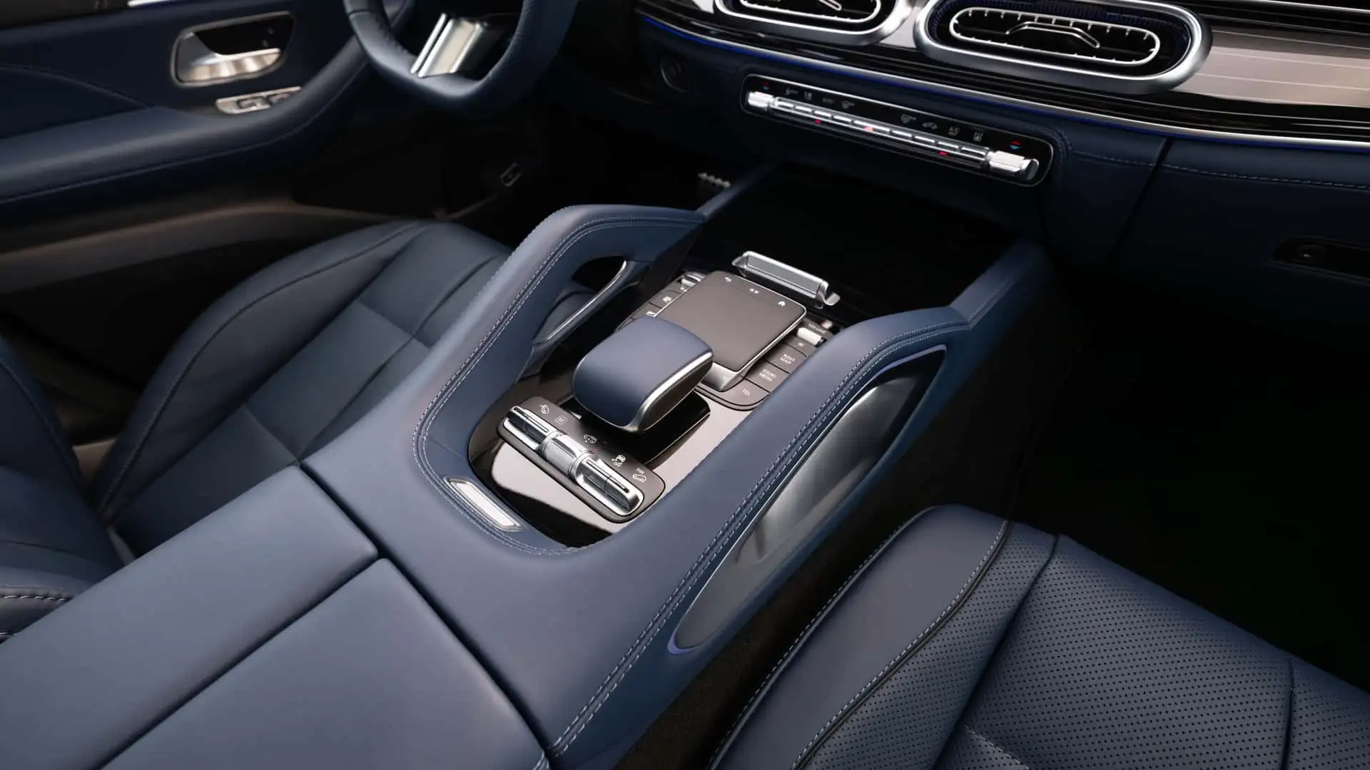 2027 MERCEDES BENZ GLE - Luxury Navy Blue Leather Center Console Shifter