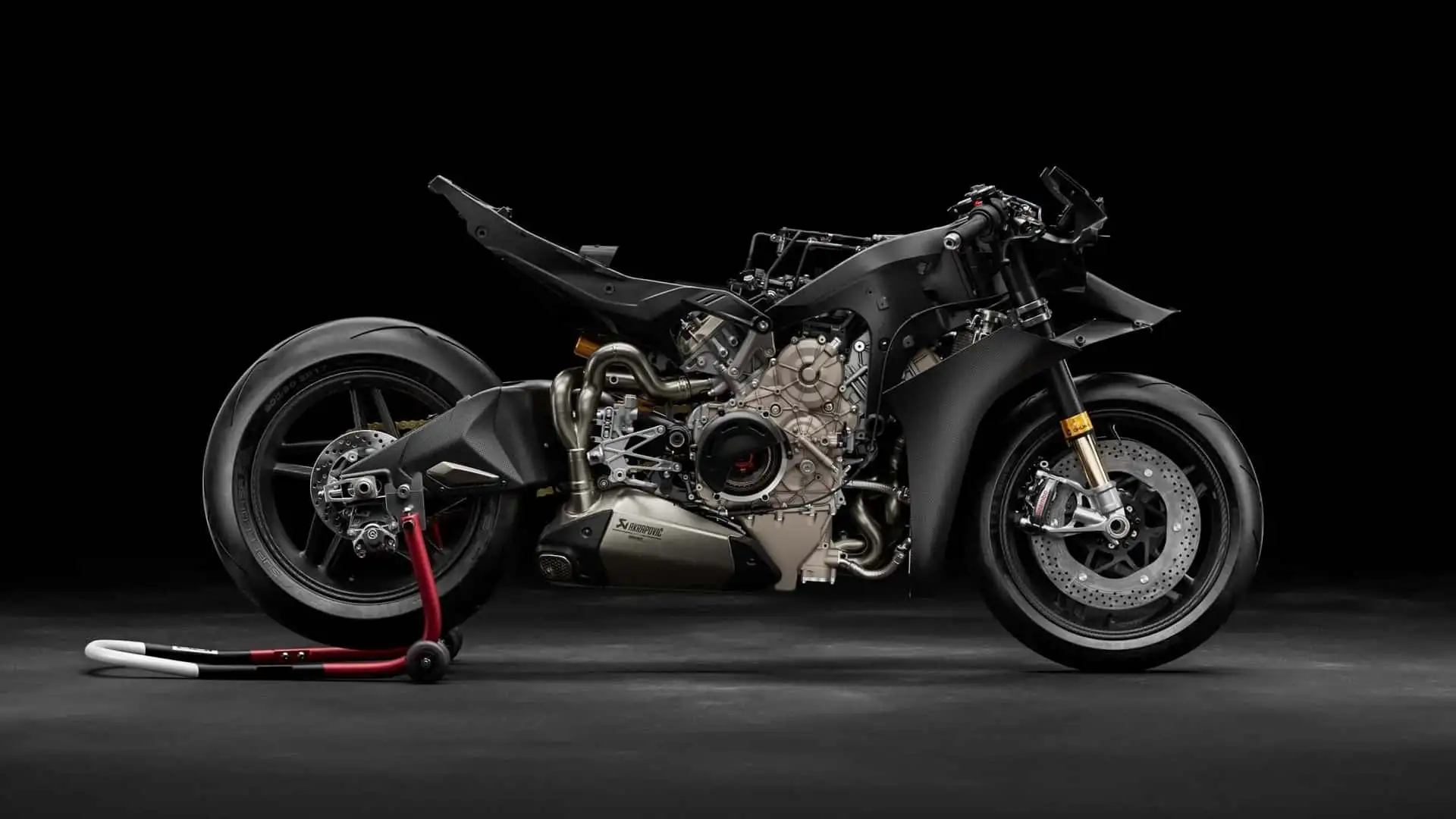 Ducati Superleggera V4 Centenario - Sleek Black Carbon Ducati Panigale Exposed V4 Engine