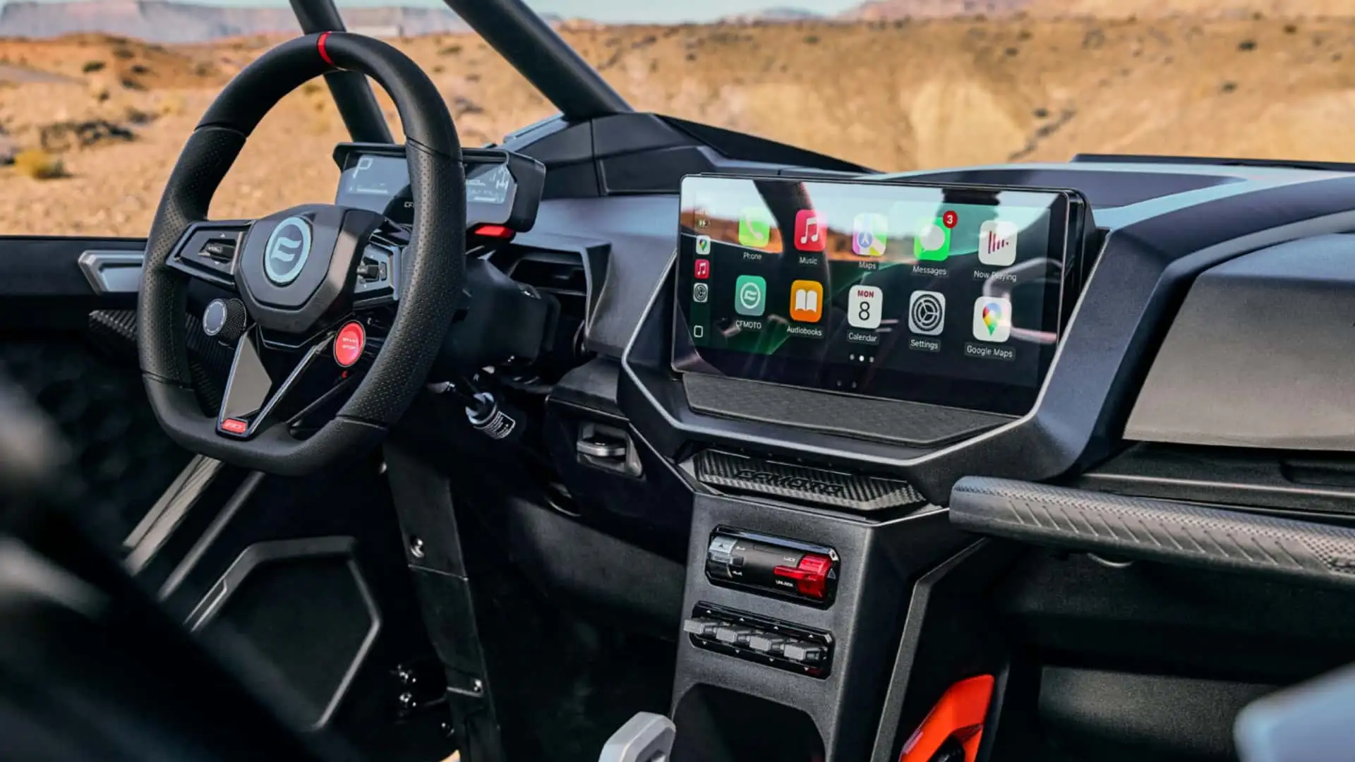 2026 CFMoto ZForce Z10 And Z10 4 - Black Carbon Fiber Cockpit With Dual Screens