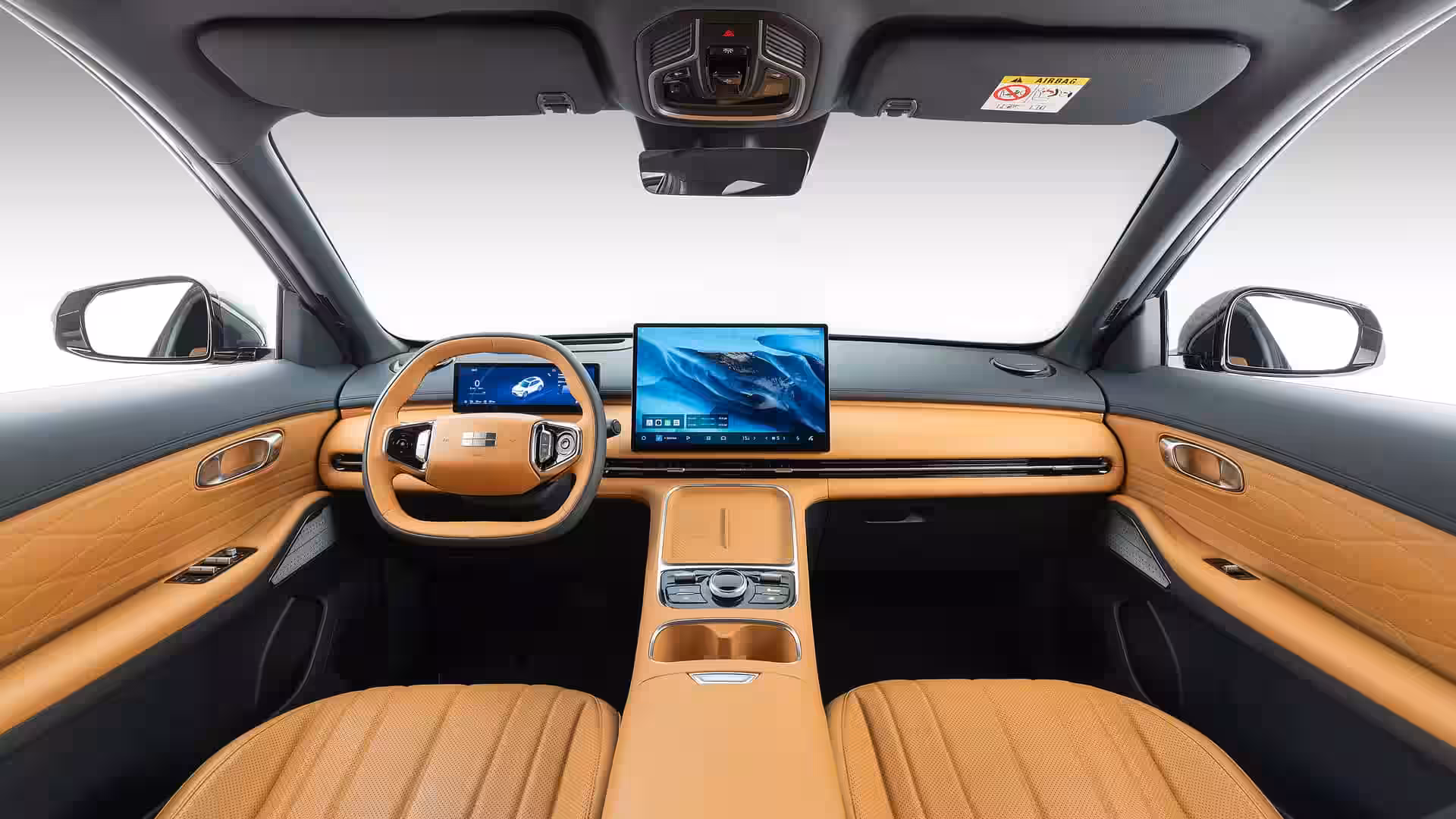 2026 Geely EX5 EM I - Tan Leather Dashboard With Dual Screens