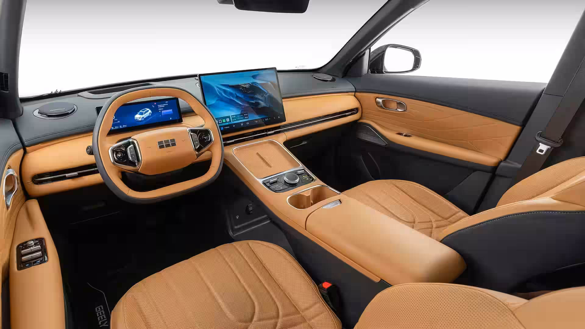 2026 Geely EX5 EM I - Tan Leather Interior With Dual Digital Displays