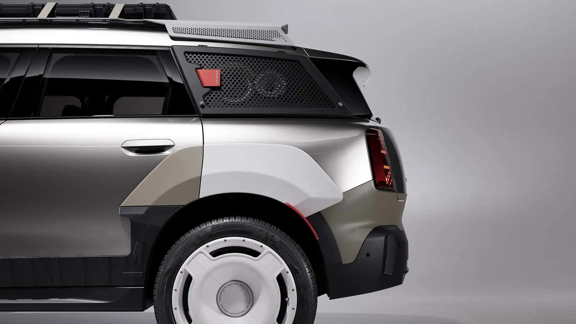 2026 MINI COUNTRYMAN X VAGABUND - Sleek Metallic Gray Rear Panel With Mixed Textures