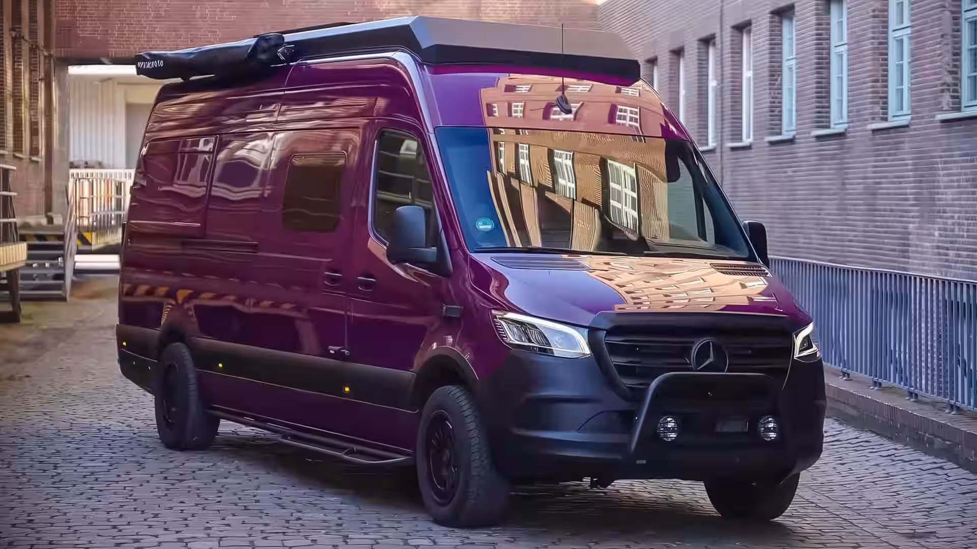 2026 Mercedes Sprinter Vanne Niffler - Deep Purple Mercedes Sprinter With Black Bull Bar