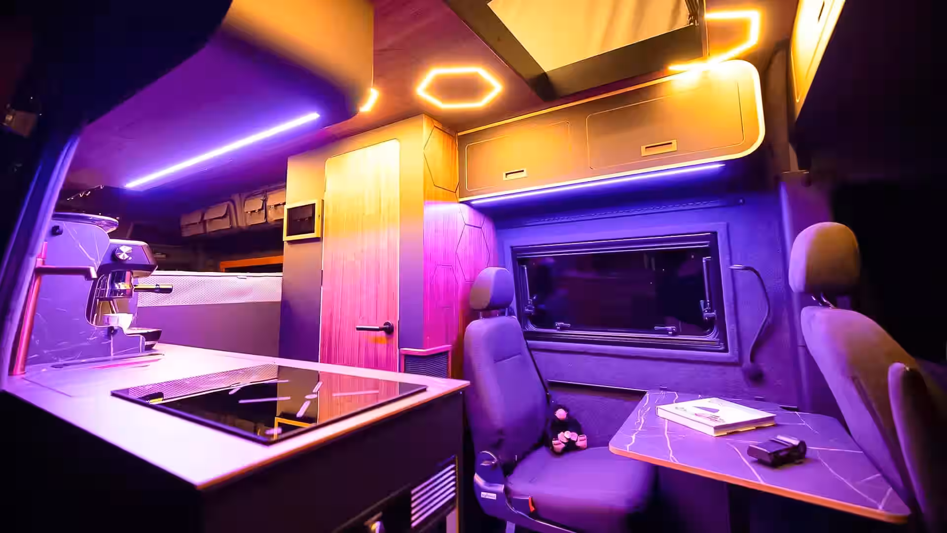 2026 Mercedes Sprinter Vanne Niffler - Luxury Camper Kitchenette With Purple Yellow LED Lighting