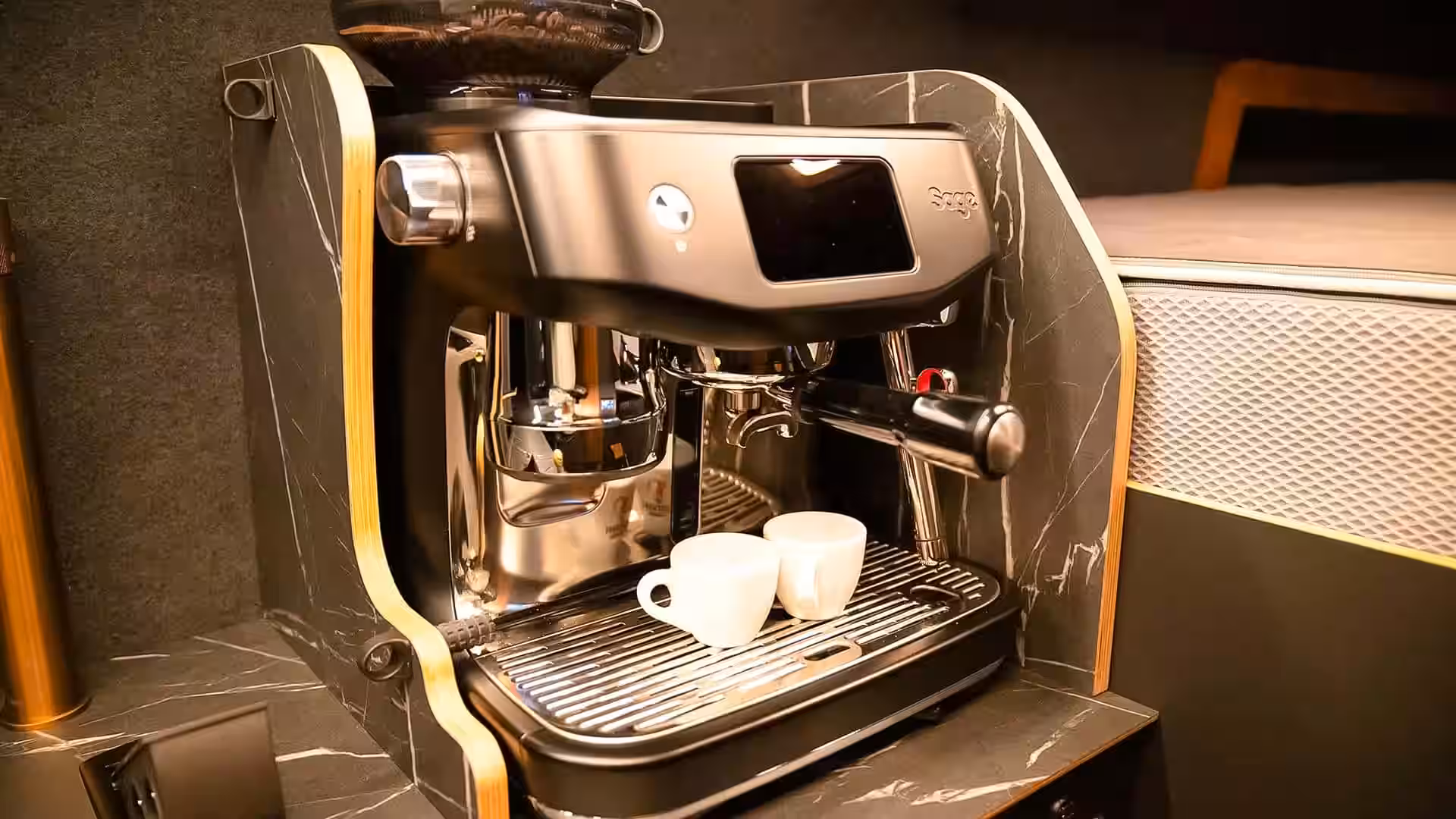 2026 Mercedes Sprinter Vanne Niffler - Luxury Sage Espresso Machine On Marble Counter