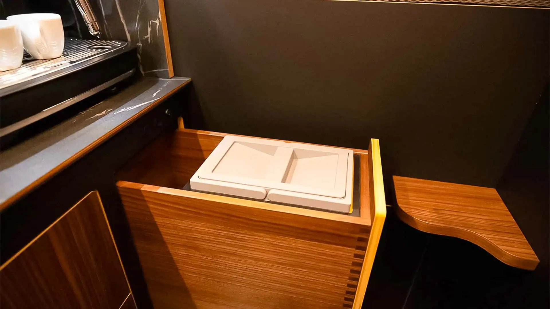 2026 Mercedes Sprinter Vanne Niffler - Luxury Teak Pull Out Double Trash Bin Cabinet