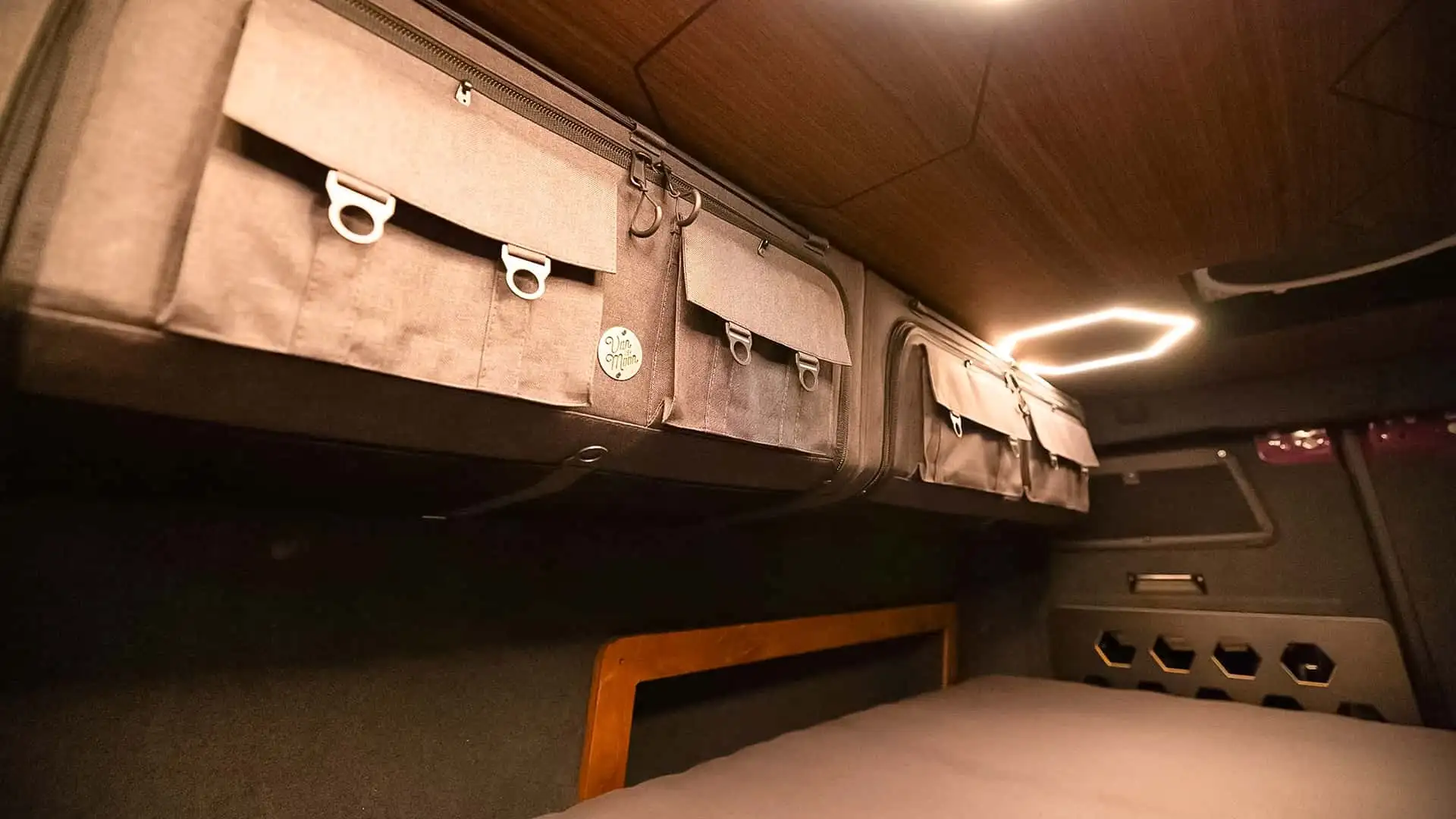 2026 Mercedes Sprinter Vanne Niffler - Tan Canvas Overhead Storage Pockets With Buckles