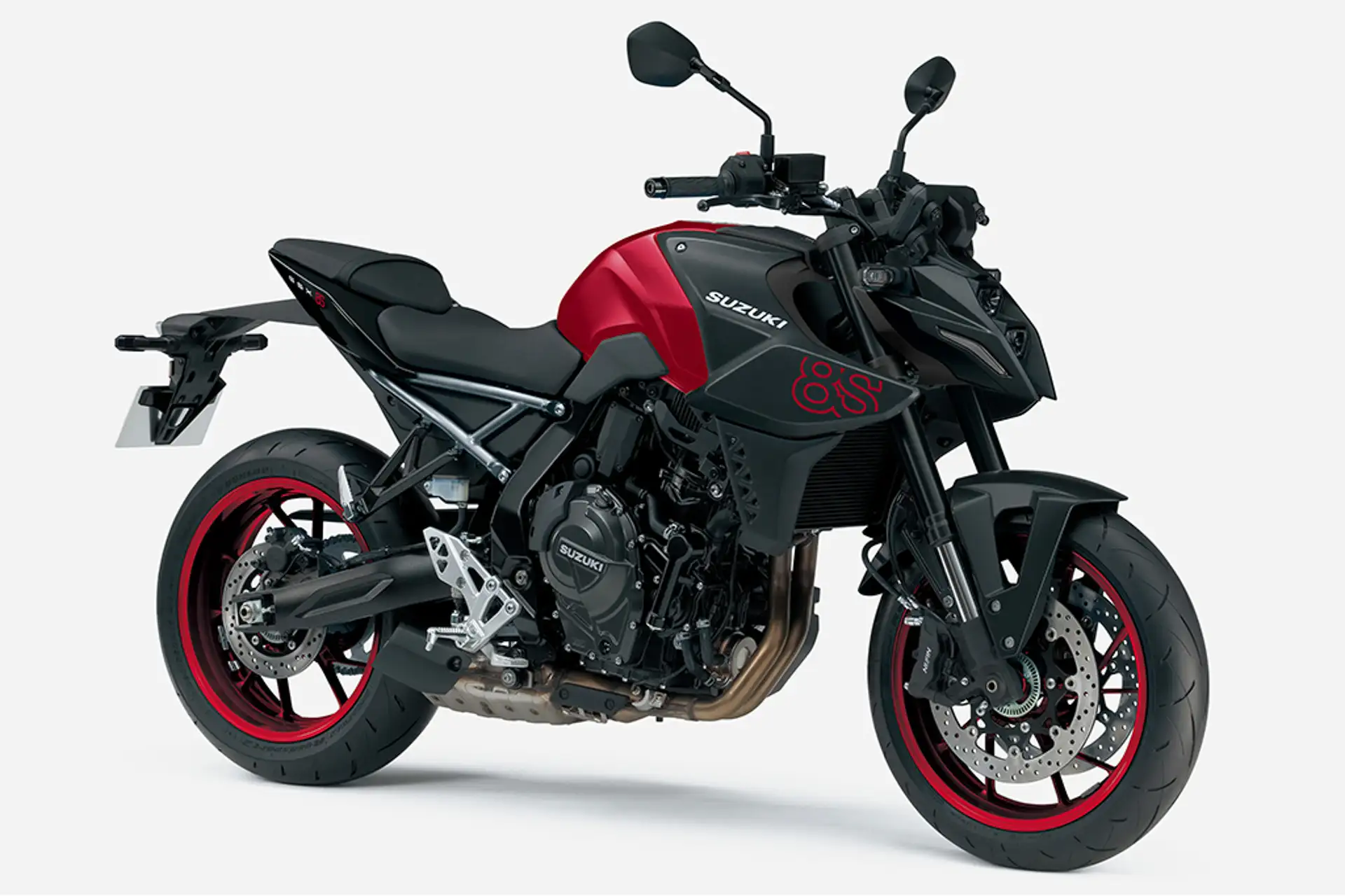 2026 SUZUKI GSX 8R And GSX 8S - Sleek Black Suzuki GSX 8S Naked Bike Red Rims