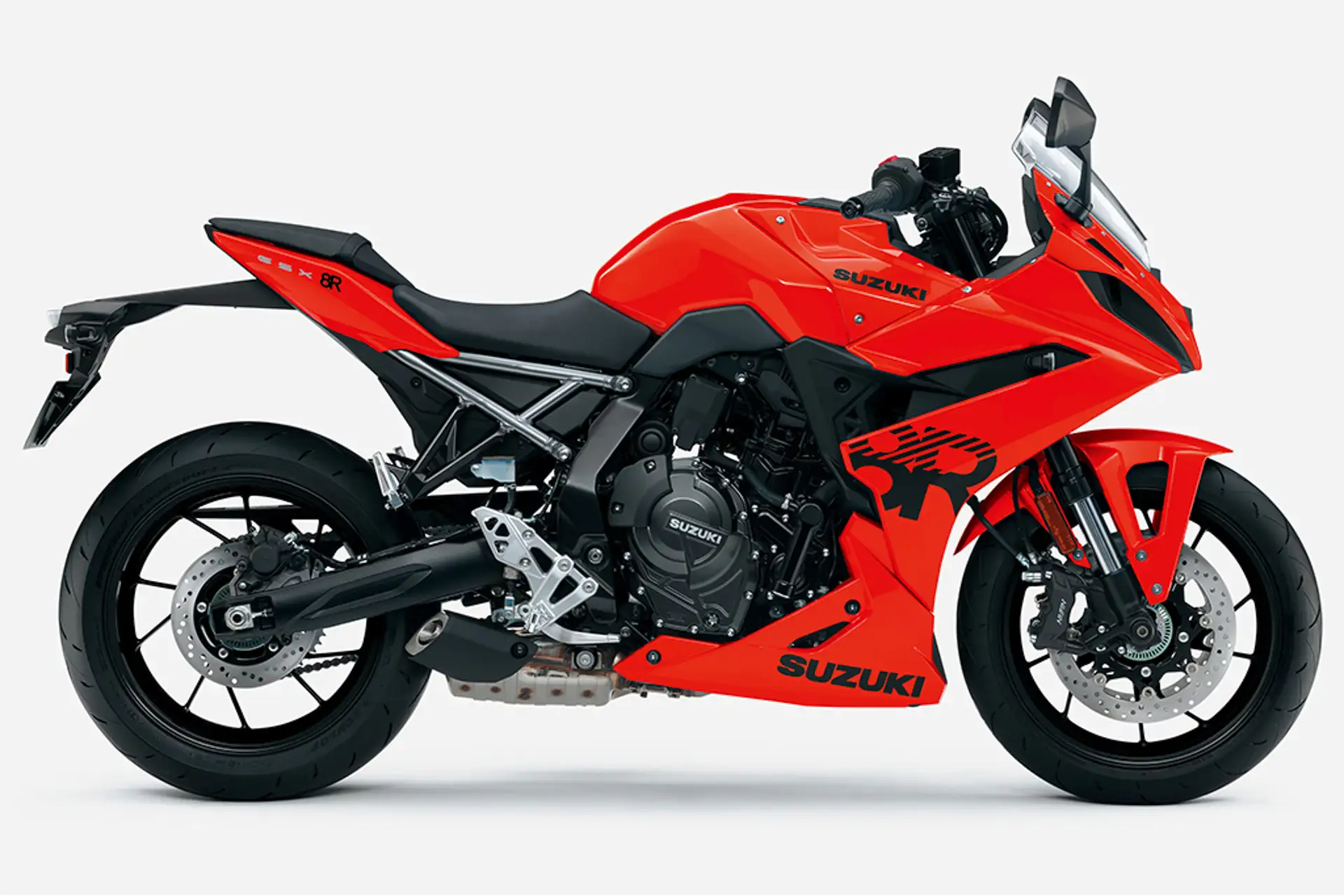 2026 SUZUKI GSX 8R And GSX 8S - Vibrant Orange Suzuki GSX 8R Sporty Side Profile