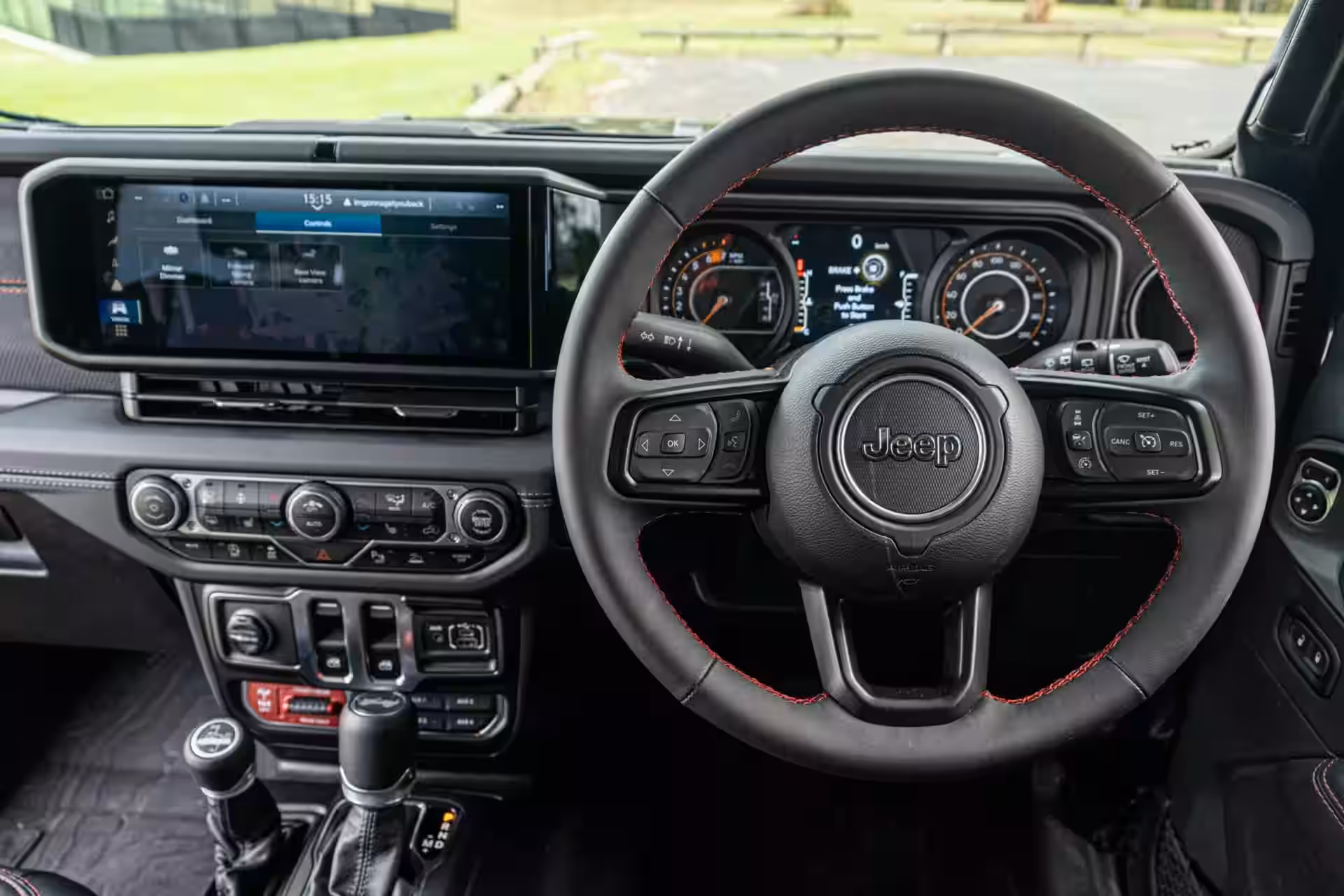 2026 Wrangler Rubicon - Black Leather Jeep Dashboard With Dual Screens