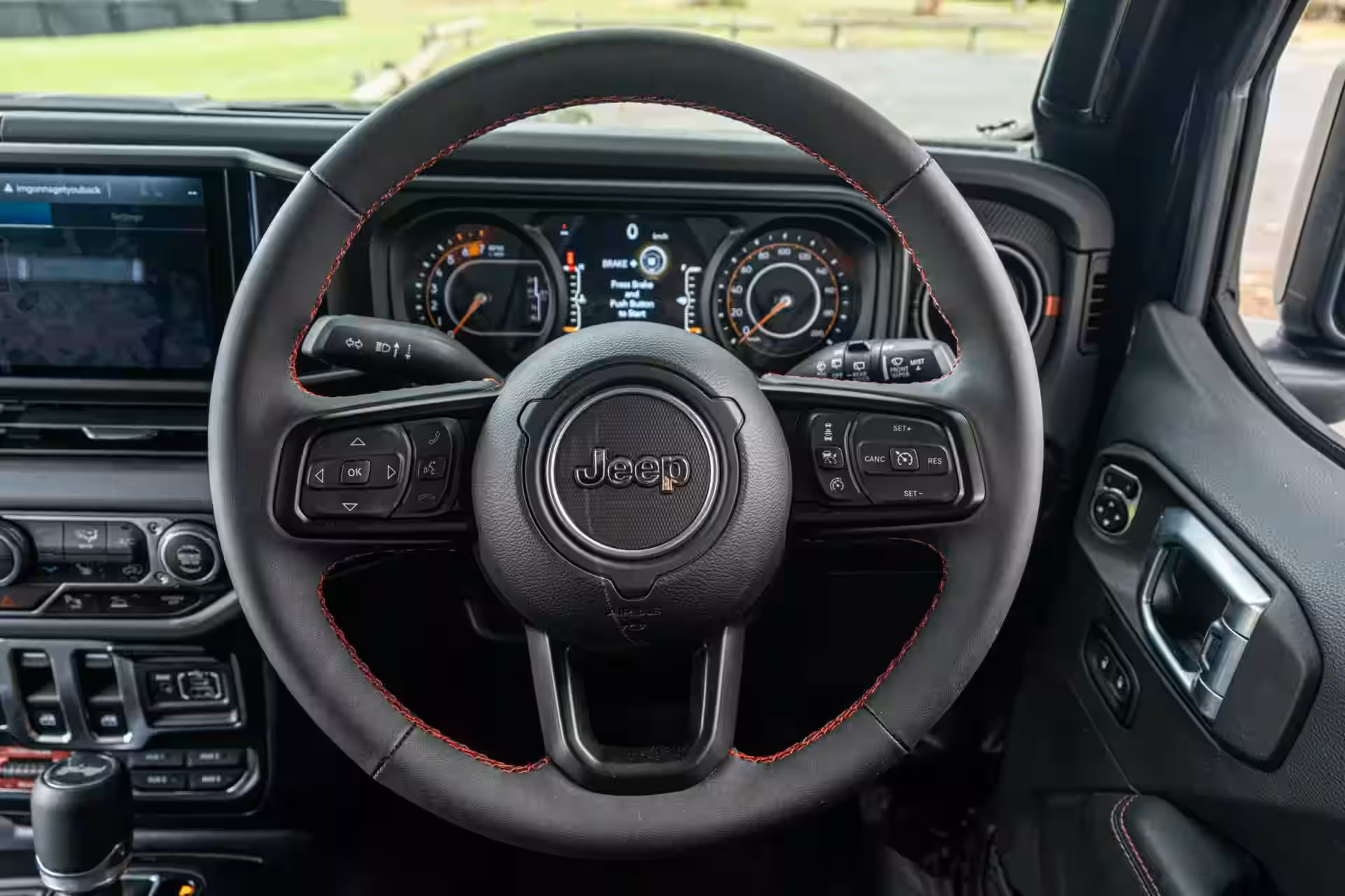 2026 Wrangler Rubicon - Black Leather Steering Wheel Red Stitching Digital Cluster