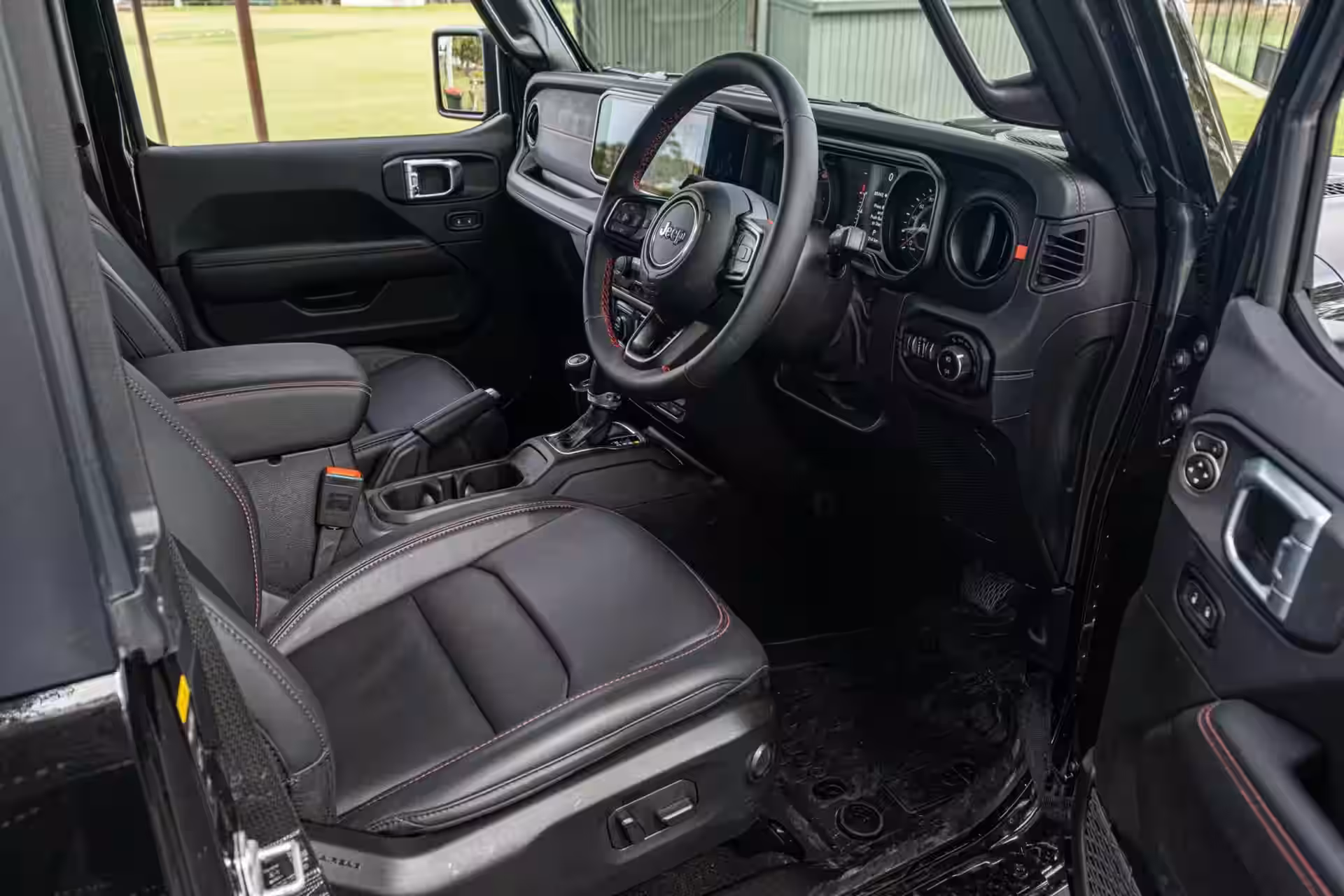 2026 Wrangler Rubicon - Black Red Stitched Leather Front Cabin With Digital Screens
