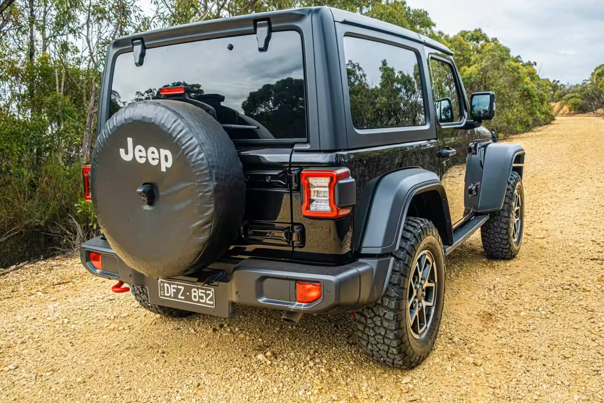 2026 Wrangler Rubicon - Rugged Black Jeep Rear With Mounted Spare Tire