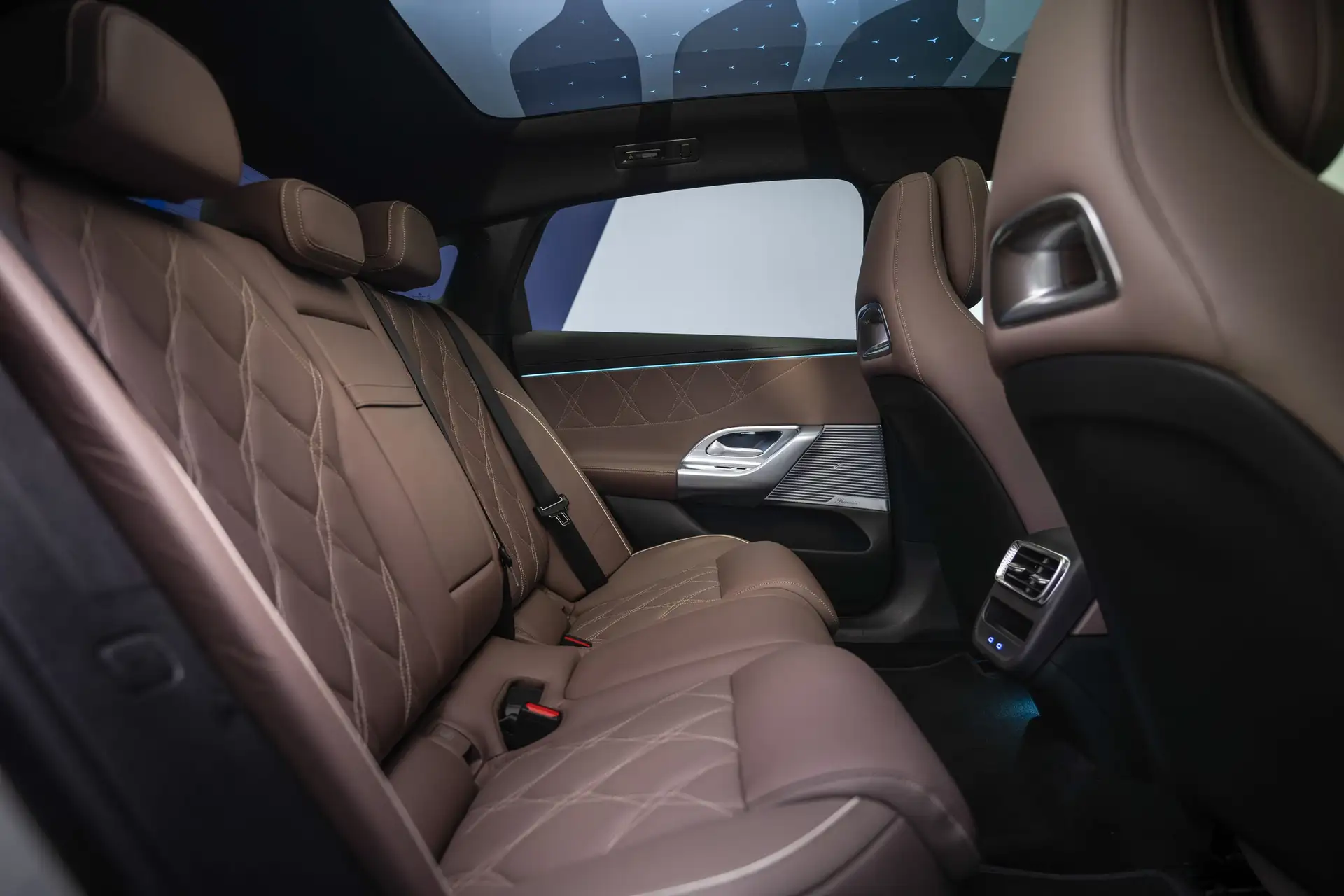 2027 Mercedes Benz C Class EV - Beige Quilted Leather Rear Seats With Ambient Trim