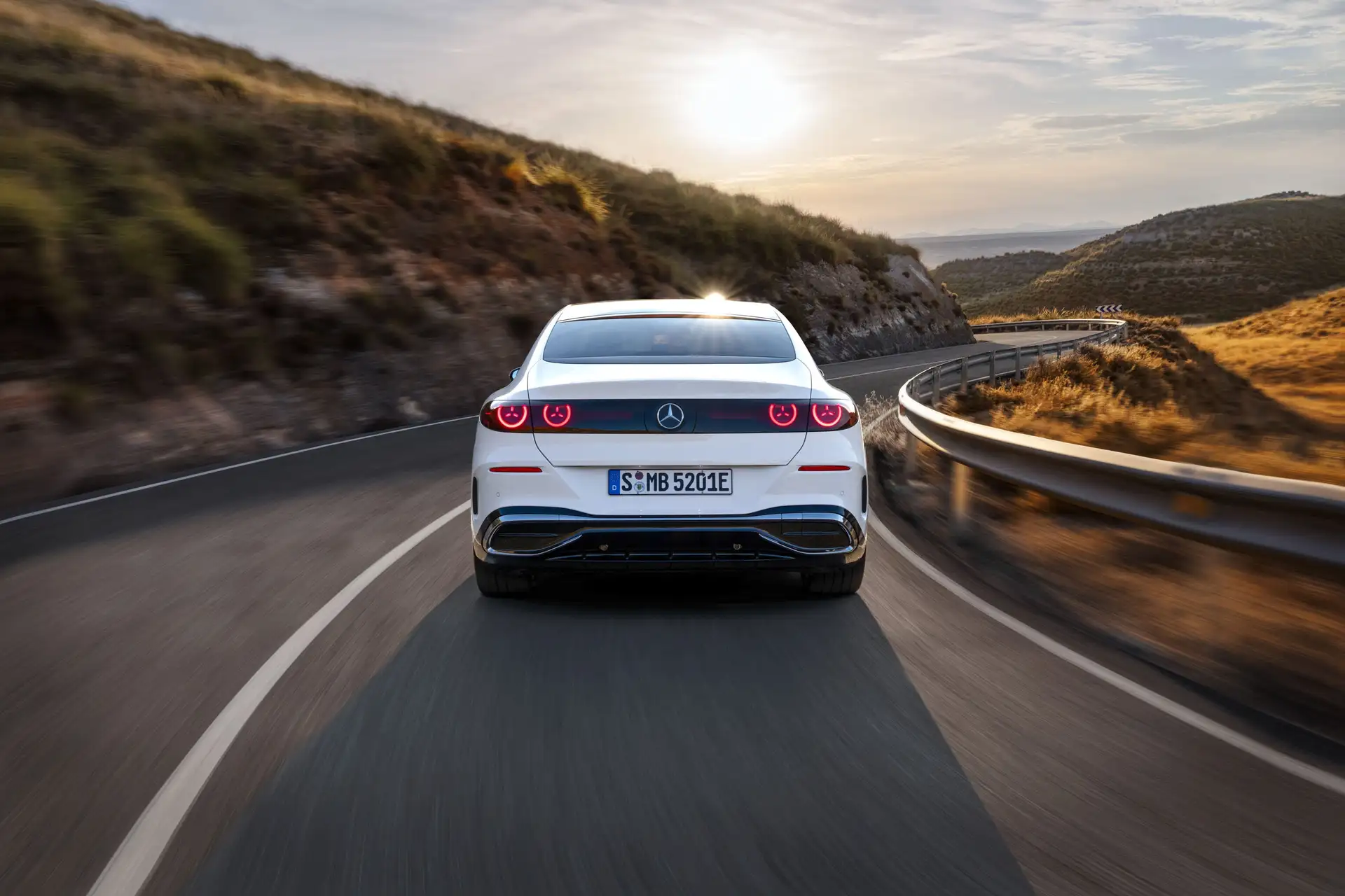 2027 Mercedes Benz C Class EV - White AMG Style Rear With Dual LED Tail Lights