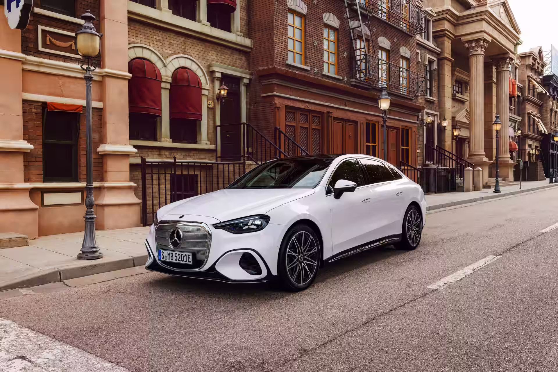 2027 Mercedes Benz C Class EV - White Mercedes AMG Front Grille And LED Headlight