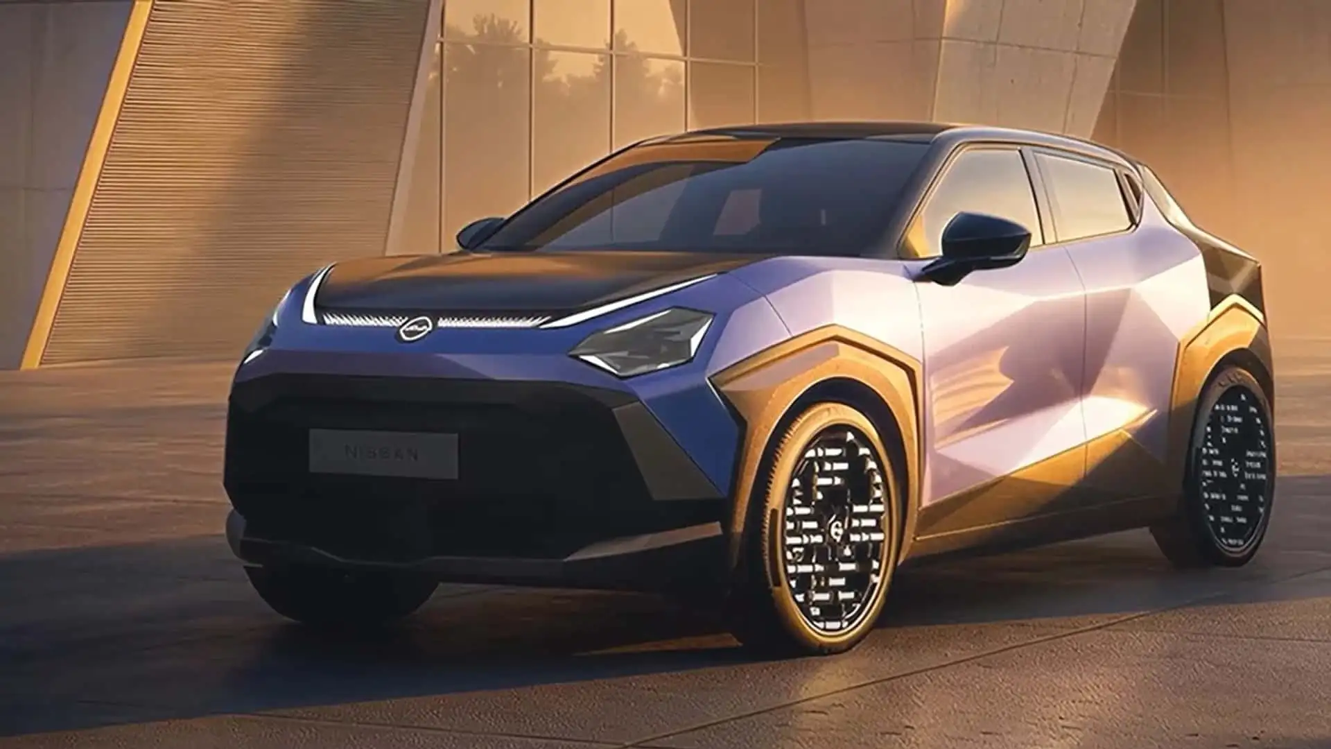 2027 Nissan Juke EV - Futuristic Purple Metallic SUV Side With Black Rims