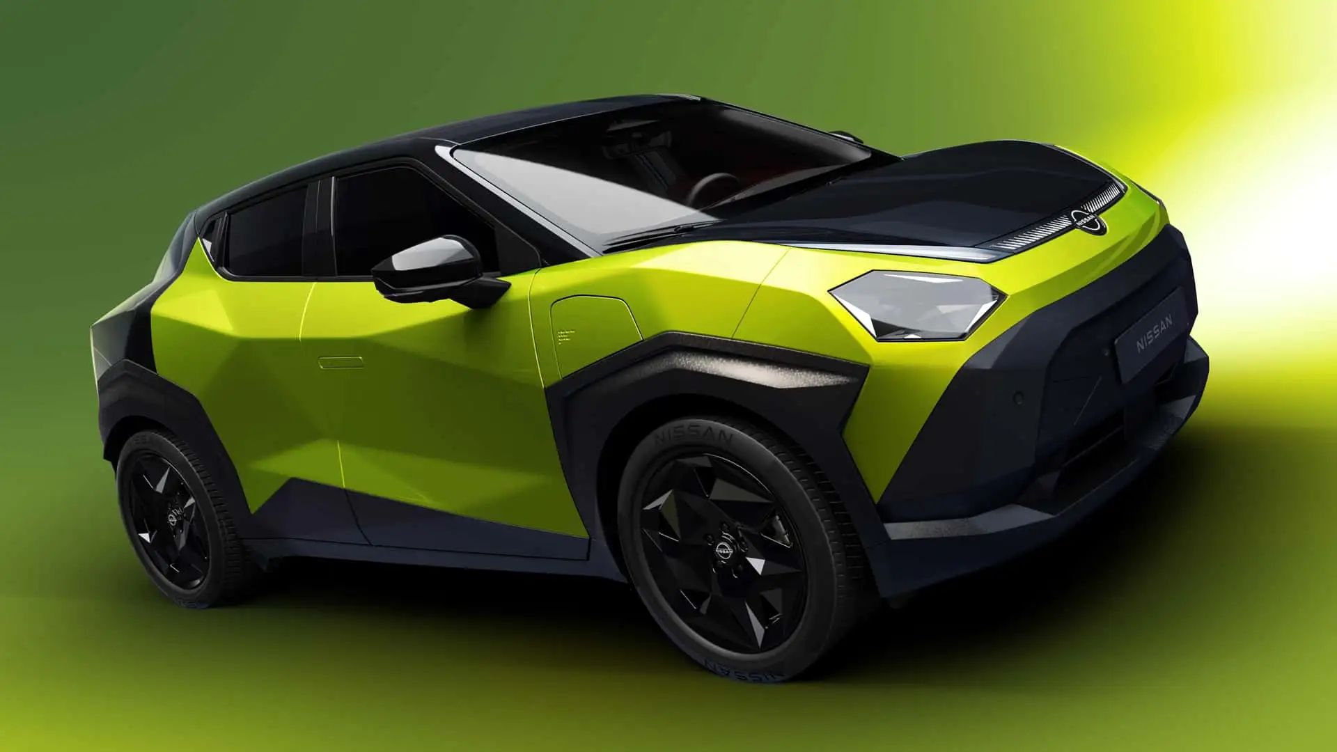2027 Nissan Juke EV - Vibrant Lime Green Angular SUV Exterior With Black Accents