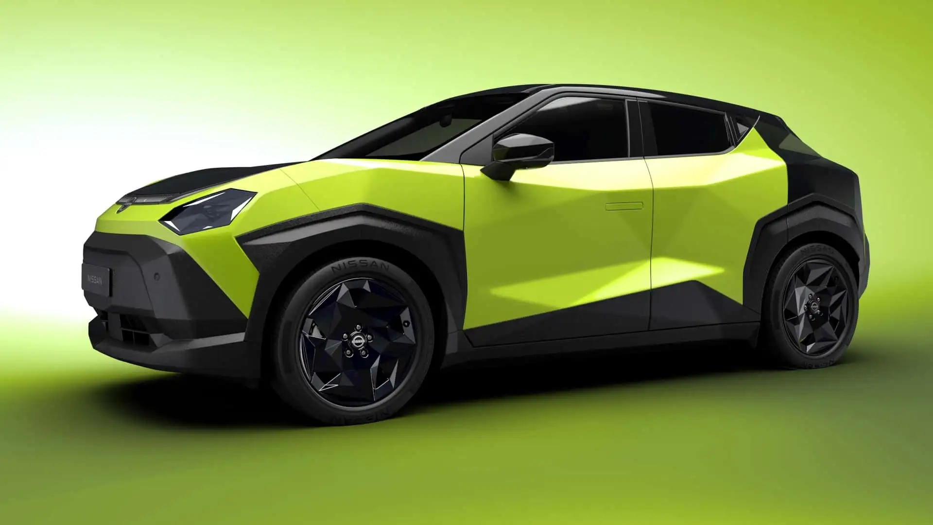2027 Nissan Juke EV - Vibrant Lime Green Angular SUV With Black Accents