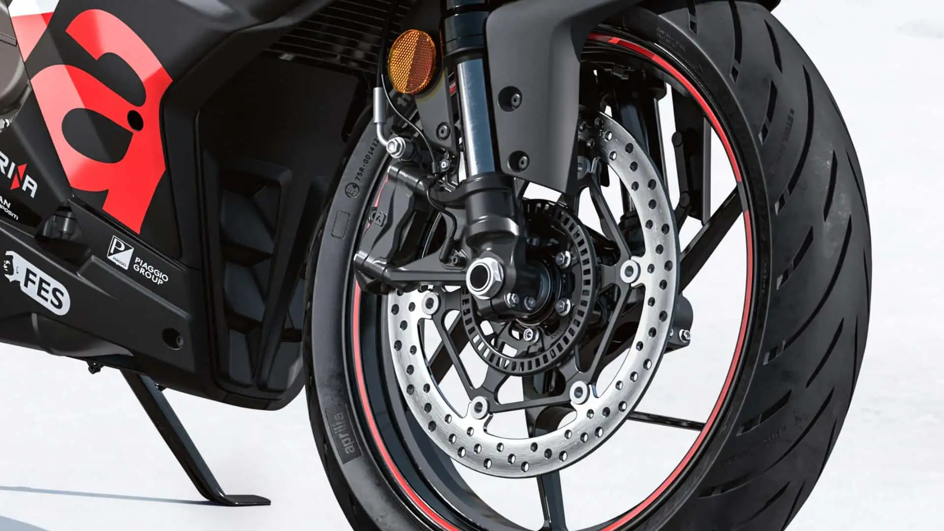 APRILIA RS 457 GP Replica - Red Rimmed Black Front Wheel Brembo Calipers