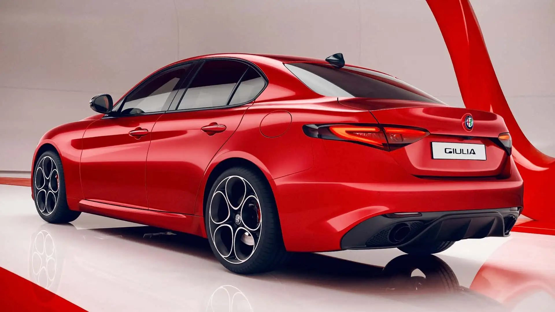Alfa Romeo Giulia Und Stelvio Kriegen Carbon Performance Paket - Glossy Red Rear With LED Taillights Quad Exhausts