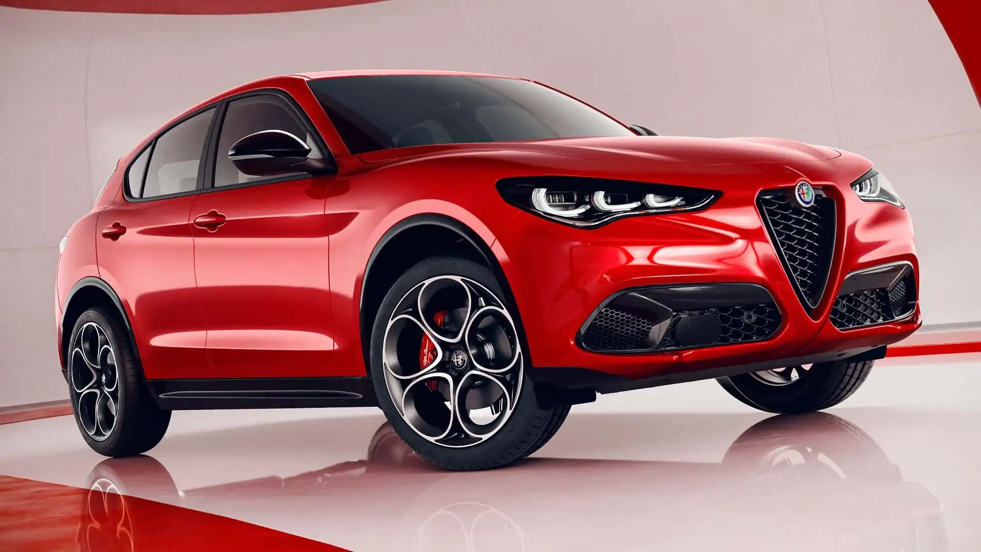 Alfa Romeo Giulia Und Stelvio Kriegen Carbon Performance Paket - Vibrant Red Sporty Front Grille With LED Headlights