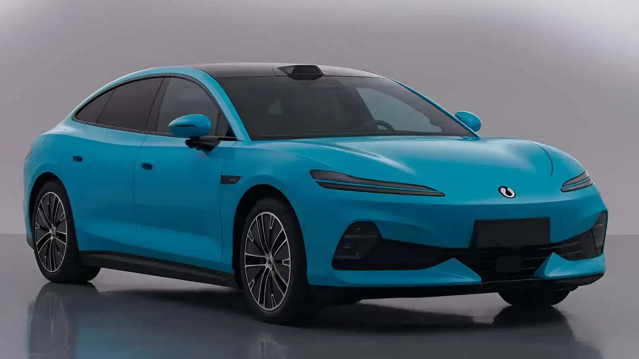 BYD Denza Z9 - Vibrant Cyan Aerodynamic Side Profile With Black Rims