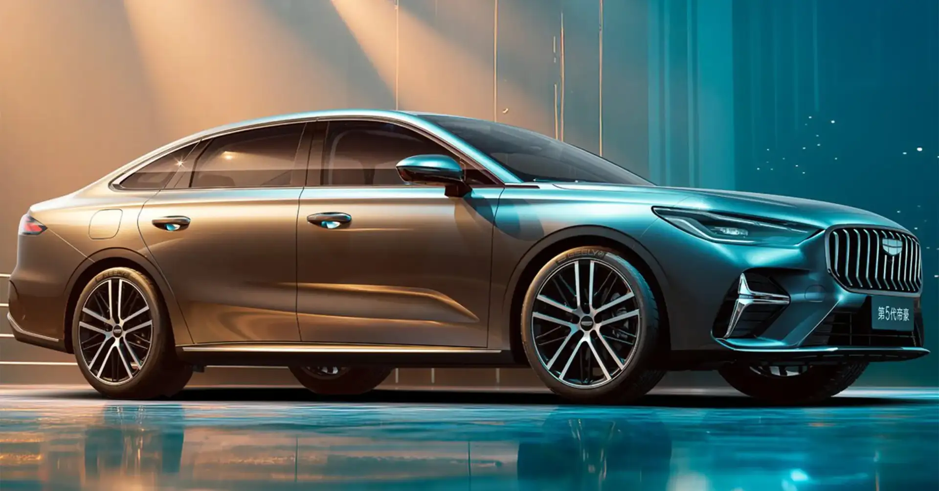 GEELY Emgrand Hybrid - Sleek Bronze Metallic Sedan Side Profile With Rims