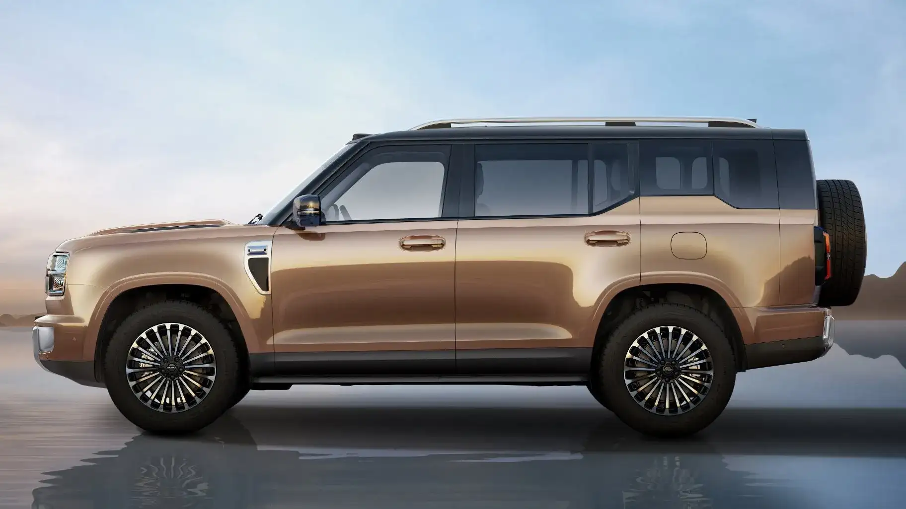 HAVAL HX PHEV - Bronze Metallic SUV Side Profile With Black Rims