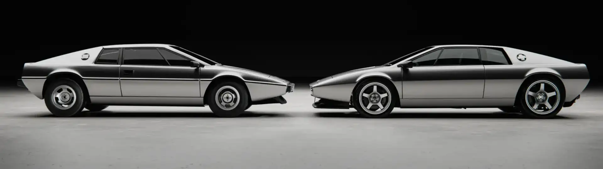 LOTUS ESPRIT Encor’s - Sleek Silver Lotus Esprit Wedge Side Profiles