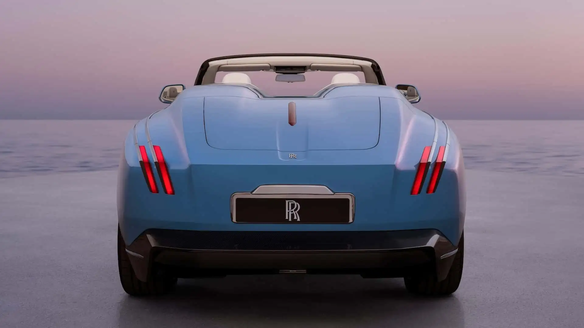 Rolls Royce Project Nightingale - Azure Blue Rolls Royce Roadster Rear With Red Taillights
