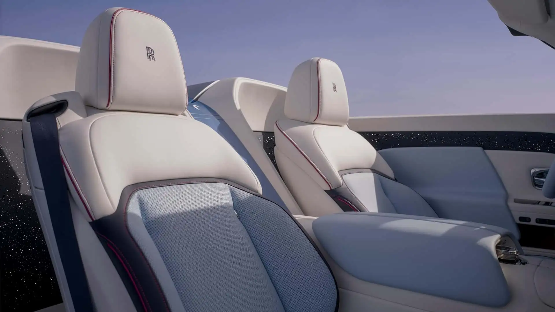 Rolls Royce Project Nightingale - Luxurious White Leather Front Seats Red Piping Stars