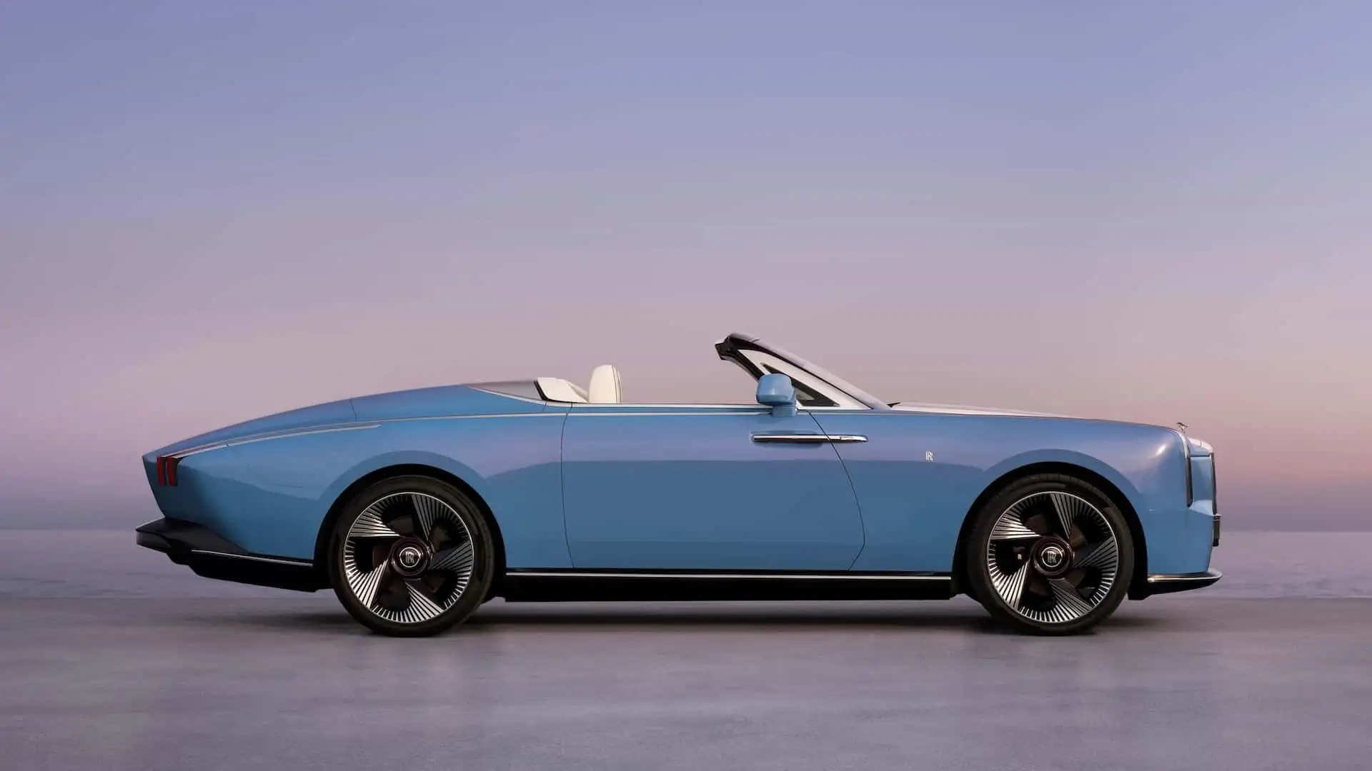 Rolls Royce Project Nightingale - Metallic Blue Rolls Royce Spectre Convertible Side Profile
