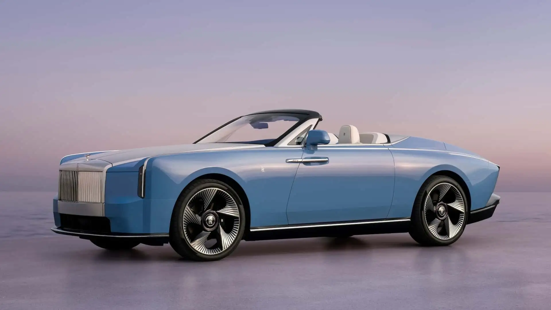 Rolls Royce Project Nightingale - Sleek Metallic Blue Rolls Royce Convertible Side