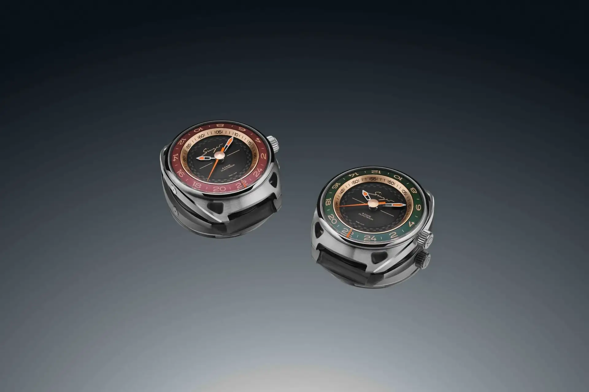 SINGER DUALTRACK 43MM - Stylish Dual Analog Dashboard Clocks