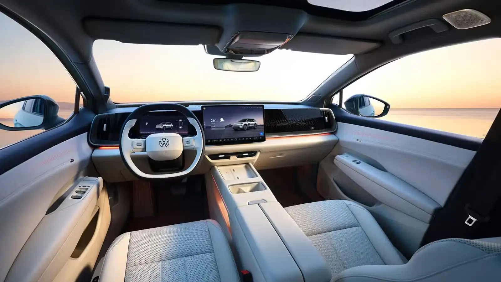 FAW Volkswagen ID. AURA T6 - Black And Beige Minimalist Digital Cockpit