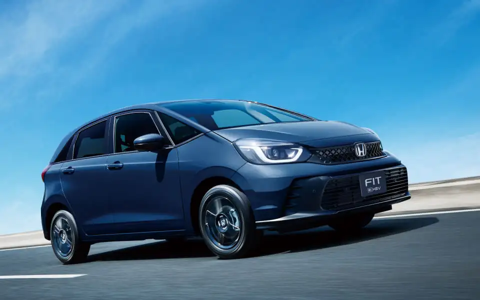 Honda Fit Z Ehev - Blue Metallic Front Three Quarter, LED Headlights