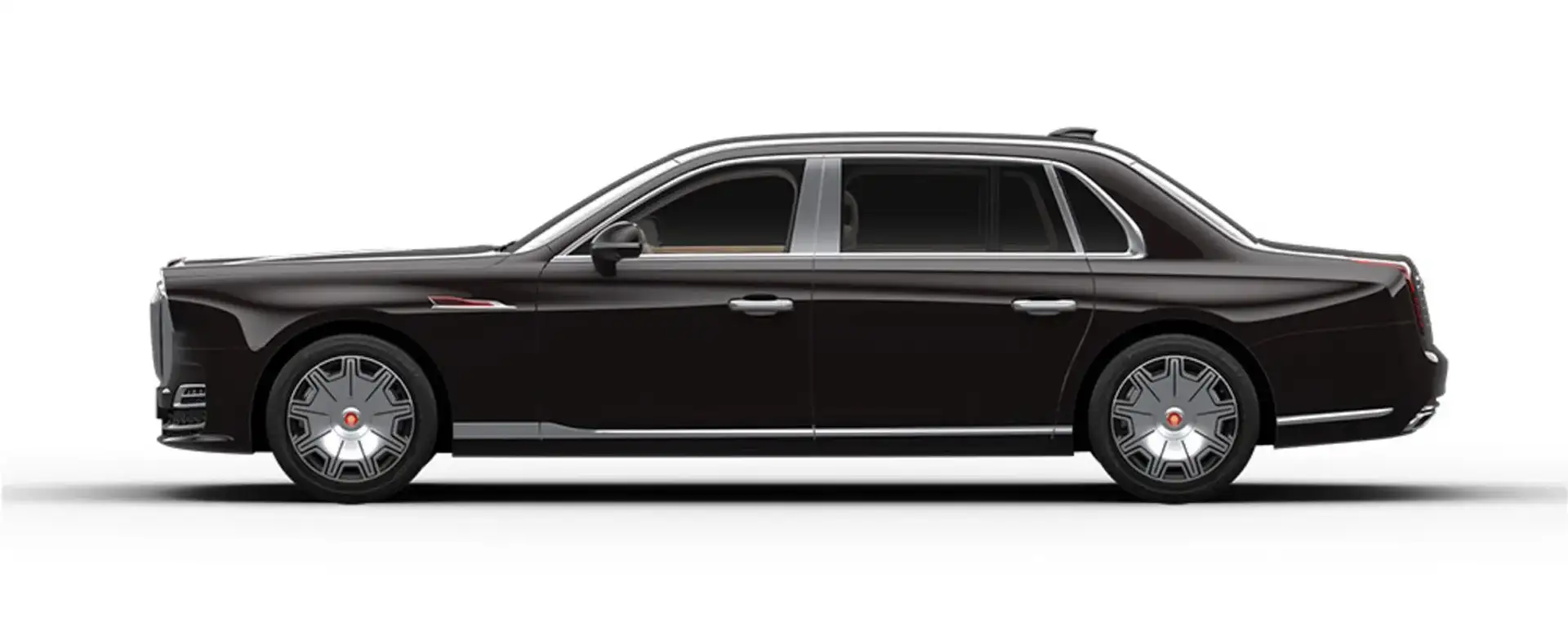 Hongqi Golden Sunflower Guoli - Black Sedan Side Profile With Chrome Trim